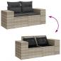 Preview: Gartensofa mit Kissen 2-Sitzer Hellgrau Poly Rattan