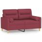 Preview: 2-Sitzer-Sofa mit Zierkissen Weinrot 120 cm Stoff