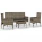 Preview: 4-tlg. Garten-Lounge-Set mit Kissen Grau Poly Rattan