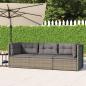 Preview: ARDEBO.de - 3-tlg. Garten-Lounge-Set mit Kissen Grau Poly Rattan