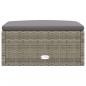 Preview: Gartenhocker mit Kissen Grau Poly Rattan