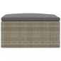 Preview: Gartenhocker mit Kissen Grau Poly Rattan