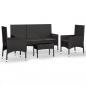 Preview: 4-tlg. Garten-Lounge-Set mit Kissen Schwarz Poly Rattan