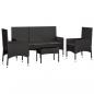 Preview: 4-tlg. Garten-Lounge-Set mit Kissen Schwarz Poly Rattan