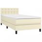 Preview: Boxspringbett mit Matratze & LED Creme 100x200 cm Kunstleder