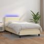 Preview: ARDEBO.de - Boxspringbett mit Matratze & LED Creme 100x200 cm Kunstleder