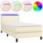 Preview: Boxspringbett mit Matratze & LED Creme 100x200 cm Kunstleder