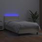 Preview: Boxspringbett mit Matratze & LED Creme 100x200 cm Kunstleder