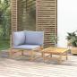 Preview: ARDEBO.de - 2-tlg. Garten-Lounge-Set Hellgraue Kissen Bambus