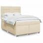 Preview: ARDEBO.de - Boxspringbett mit Matratze Creme 140x200 cm Stoff