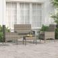 Preview: ARDEBO.de - 4-tlg. Garten-Lounge-Set mit Kissen Grau Poly Rattan