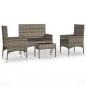 Preview: 4-tlg. Garten-Lounge-Set mit Kissen Grau Poly Rattan