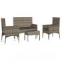 Preview: 4-tlg. Garten-Lounge-Set mit Kissen Grau Poly Rattan