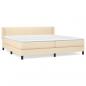 Preview: ARDEBO.de - Boxspringbett mit Matratze Creme 200x200 cm Stoff