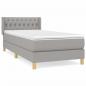 Preview: ARDEBO.de - Boxspringbett mit Matratze Hellgrau 90x190 cm Stoff