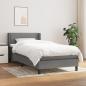 Preview: ARDEBO.de - Boxspringbett mit Matratze Dunkelgrau 100x200 cm Stoff