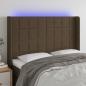 Preview: ARDEBO.de - LED Kopfteil Dunkelbraun 147x16x118/128 cm Stoff