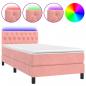 Preview: Boxspringbett mit Matratze & LED Rosa 90x200 cm Samt