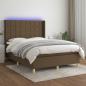 Preview: ARDEBO.de - Boxspringbett mit Matratze & LED Dunkelbraun 140x200 cm Stoff