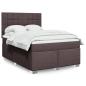 Preview: ARDEBO.de - Boxspringbett mit Matratze Dunkelbraun 140x200 cm Stoff