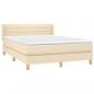 Preview: Boxspringbett mit Matratze Creme 140x200 cm Stoff