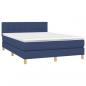 Preview: Boxspringbett mit Matratze Blau 140x200 cm Stoff