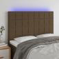 Preview: ARDEBO.de - LED Kopfteil Dunkelbraun 144x5x118/128 cm Stoff