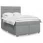 Preview: ARDEBO.de - Boxspringbett mit Matratze Hellgrau 160x200 cm Stoff