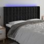 Preview: ARDEBO.de - LED Kopfteil Schwarz 183x16x118/128 cm Samt