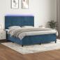 Preview: ARDEBO.de - Boxspringbett mit Matratze & LED Dunkelblau 180x200 cm Samt