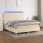 Preview: ARDEBO.de - Boxspringbett mit Matratze & LED Creme 180x200 cm Stoff