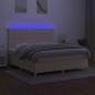 Preview: Boxspringbett mit Matratze & LED Creme 180x200 cm Stoff