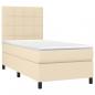 Preview: Boxspringbett mit Matratze & LED Creme 80x200 cm Stoff