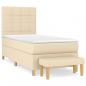 Preview: ARDEBO.de - Boxspringbett mit Matratze Creme 90x200 cm Stoff