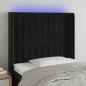 Preview: ARDEBO.de - LED Kopfteil Schwarz 83x16x118/128 cm Samt