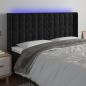 Preview: ARDEBO.de - LED Kopfteil Schwarz 203x16x118/128 cm Samt