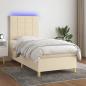 Preview: ARDEBO.de - Boxspringbett mit Matratze & LED Creme 80x200 cm Stoff