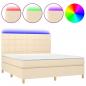 Preview: Boxspringbett mit Matratze & LED Creme 160x200 cm Stoff