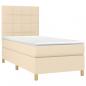 Preview: Boxspringbett mit Matratze & LED Creme 90x200 cm Stoff