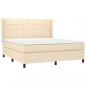 Preview: Boxspringbett mit Matratze & LED Creme 180x200 cm Stoff