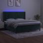 Preview: Boxspringbett mit Matratze & LED Dunkelgrün 160x200 cm Samt