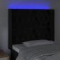 Preview: LED Kopfteil Schwarz 103x16x118/128 cm Samt