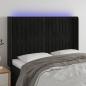 Preview: ARDEBO.de - LED Kopfteil Schwarz 147x16x118/128 cm Samt