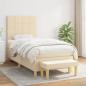 Preview: ARDEBO.de - Boxspringbett mit Matratze Creme 90x190 cm Stoff