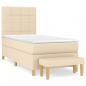 Preview: Boxspringbett mit Matratze Creme 90x190 cm Stoff