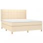 Preview: Boxspringbett mit Matratze & LED Creme 180x200 cm Stoff