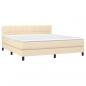 Preview: Boxspringbett mit Matratze & LED Creme 160x200 cm Stoff