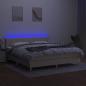 Preview: Boxspringbett mit Matratze & LED Creme 180x200 cm Stoff