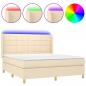 Preview: Boxspringbett mit Matratze & LED Creme 160x200 cm Stoff