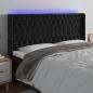 Preview: ARDEBO.de - LED Kopfteil Schwarz 203x16x118/128 cm Samt